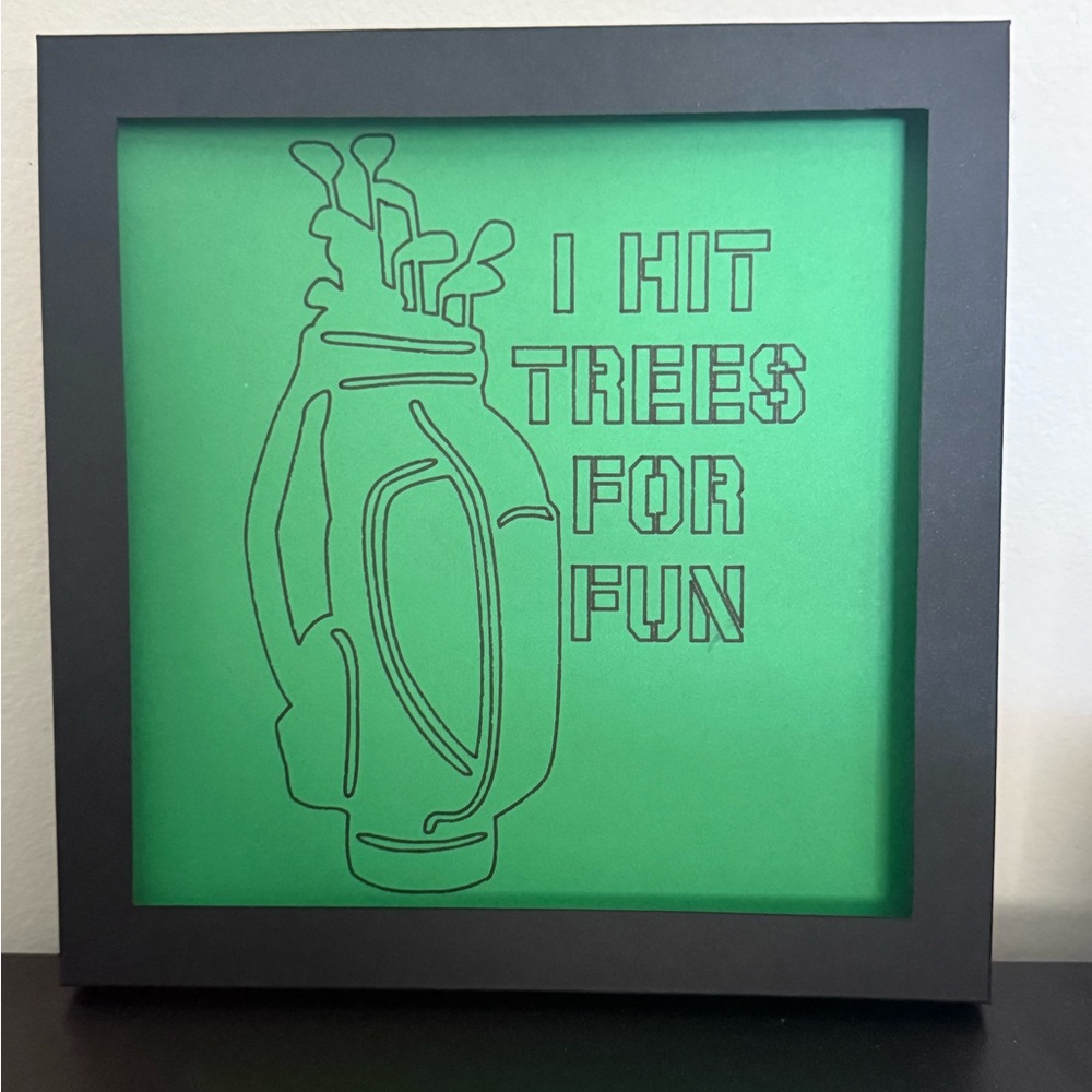 8x8” Framed Funny Golf Art gag gift dad golfer calligraphy artwork decor cool